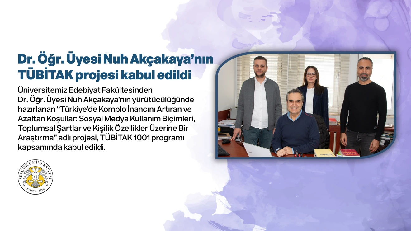 Dr. Öğr. Üyesi Nuh Akçakaya’nın TÜBİTAK projesi kabul edildi